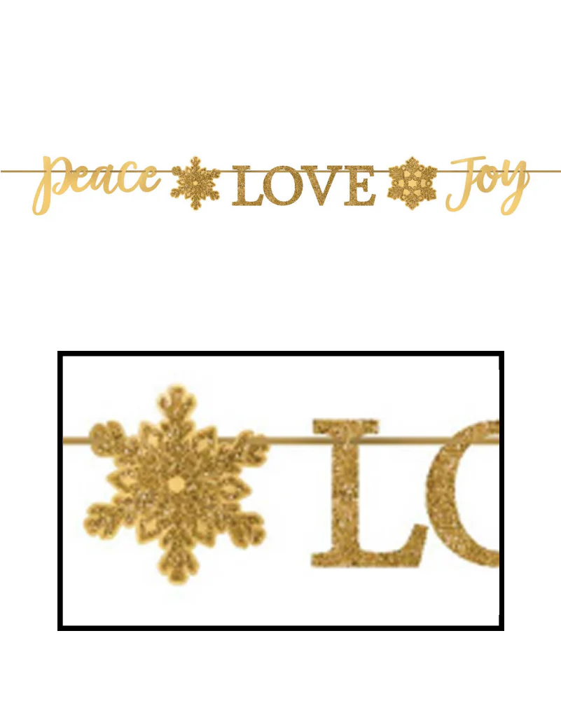Gold Peace Love Joy Banner 3.6m