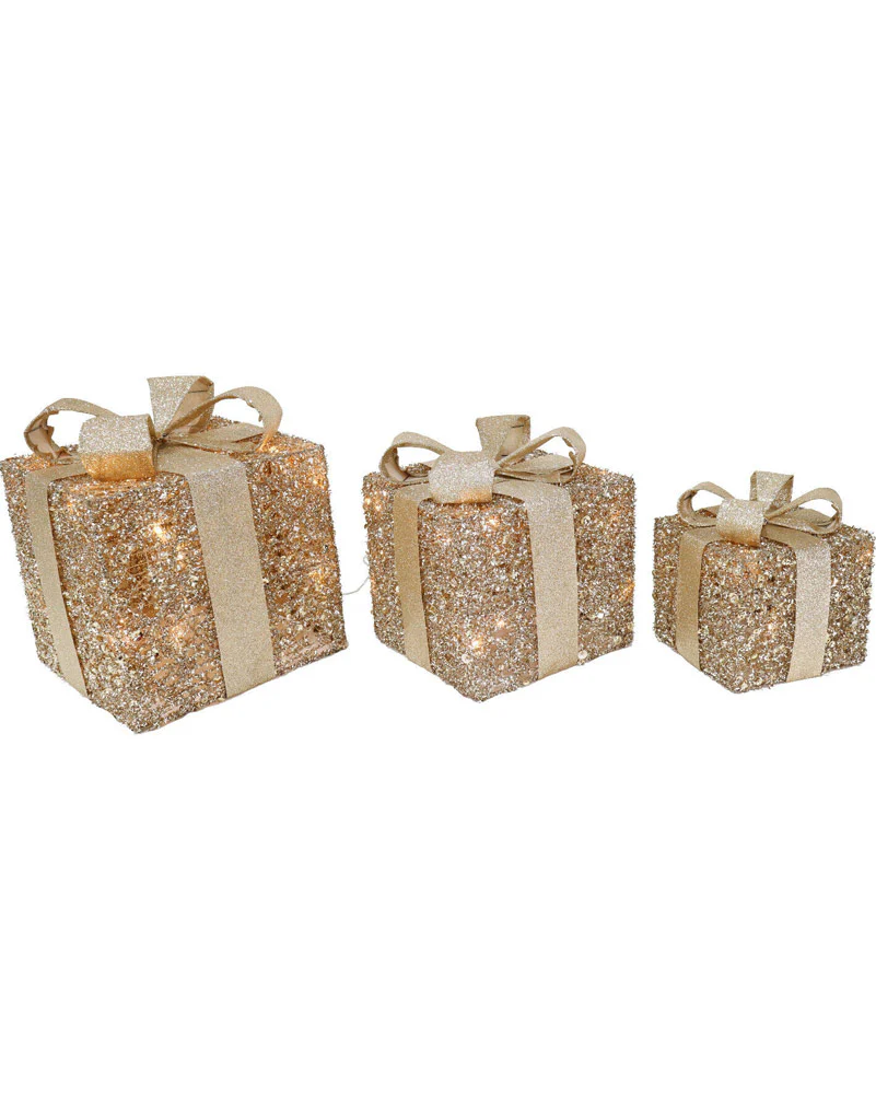 Gold Presents LED Tinsel 3 Piece