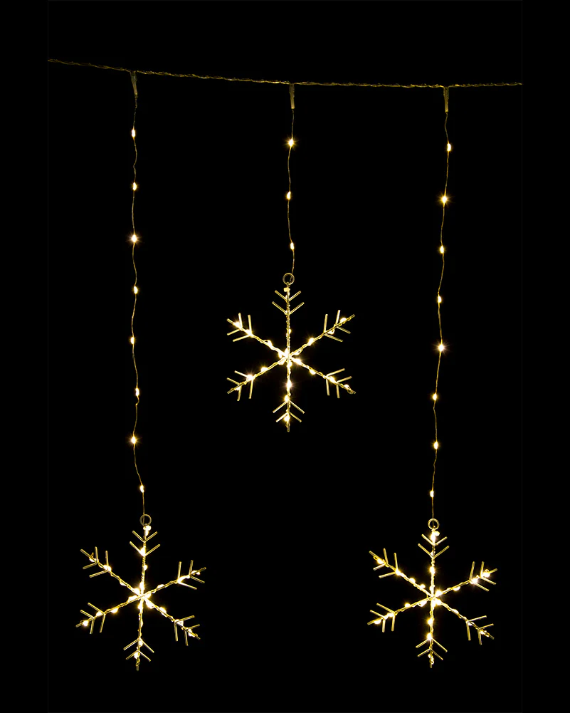 Gold Snowflakes LED Curtain Christmas Light 1.2m - Image 5