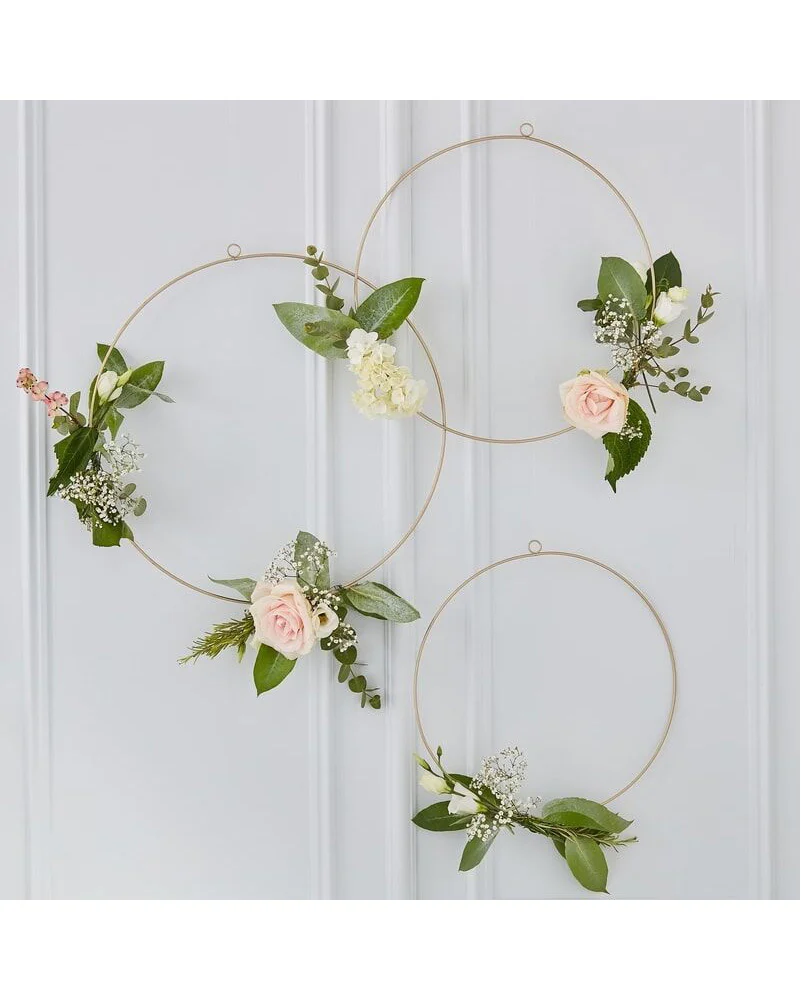 Gold Wedding Floral Hoops Pack of 3 - Image 2