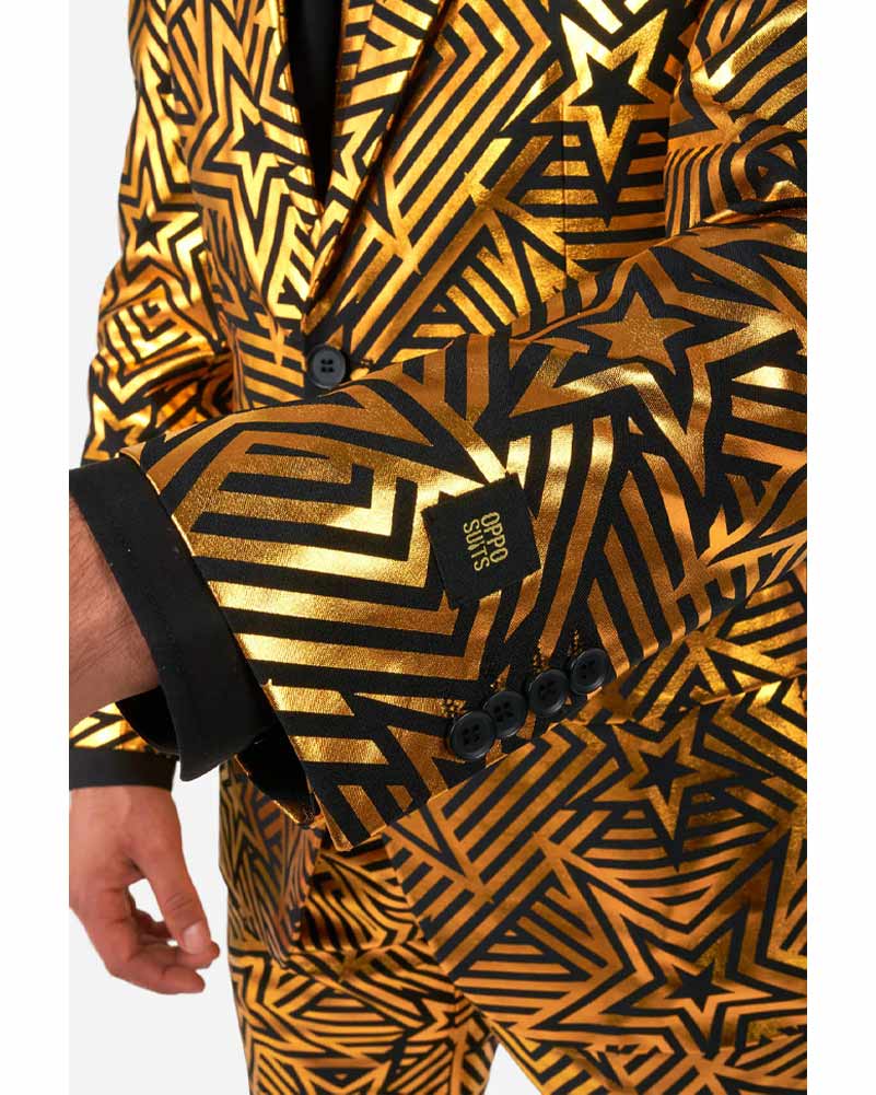 70s Golden Geo Star Opposuit Premium Mens Suit - Image 6