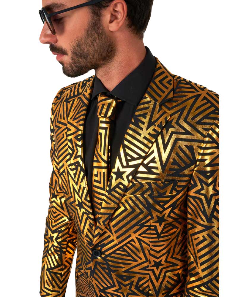 70s Golden Geo Star Opposuit Premium Mens Suit - Image 7
