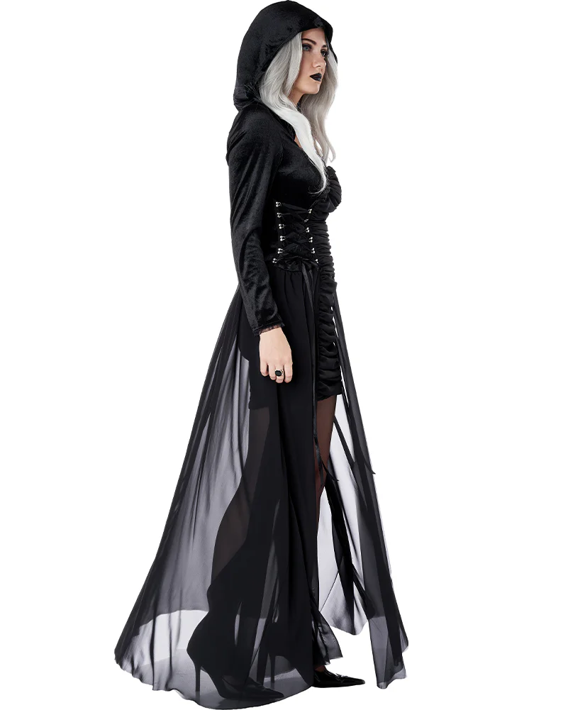 Gothic Hooded Dress Womens Costume - Image 3