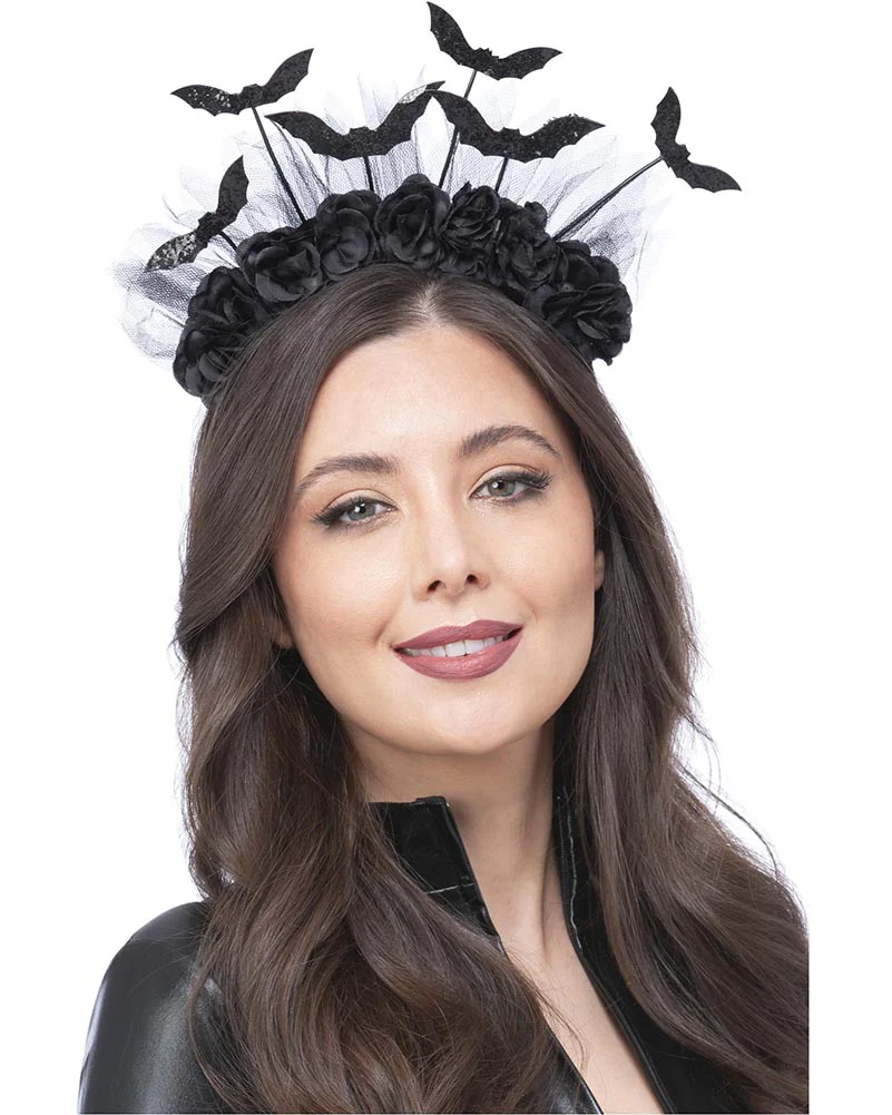 Gothic Rose and Bat Bopper Headband