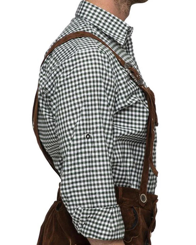 Green Check Oktoberfest Mens Cotton Shirt - Image 4