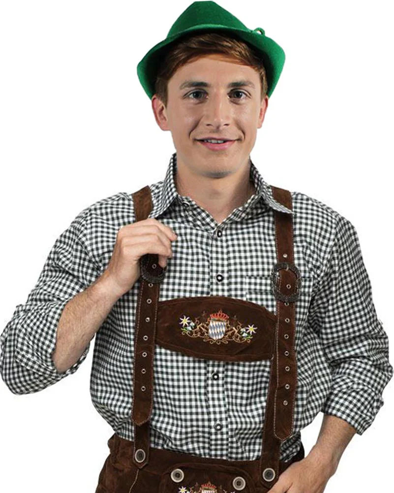 Green Check Oktoberfest Plus Size Mens Cotton Shirt