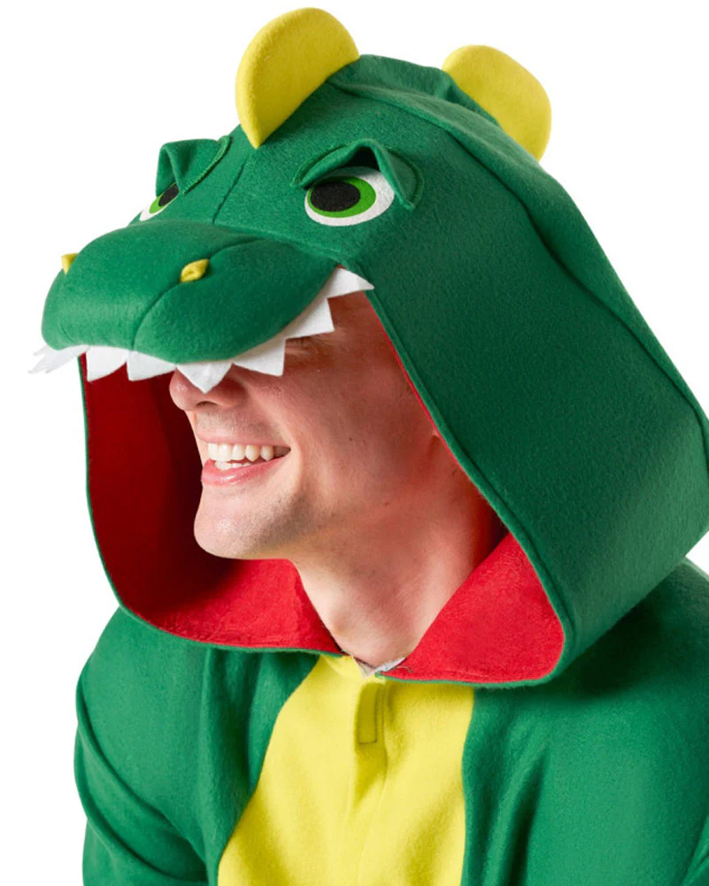 Green Dinosaur Onesie Adult Costume - Image 3