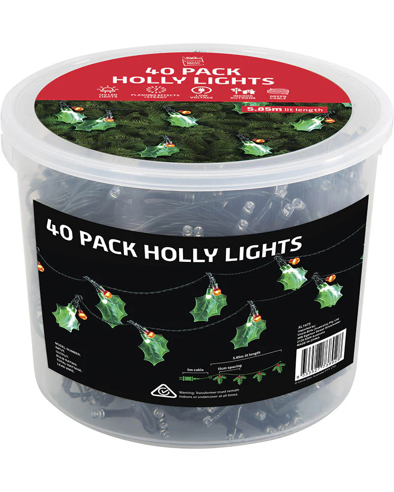 Green Holly LED Christmas Lights 5.8m - Image 2