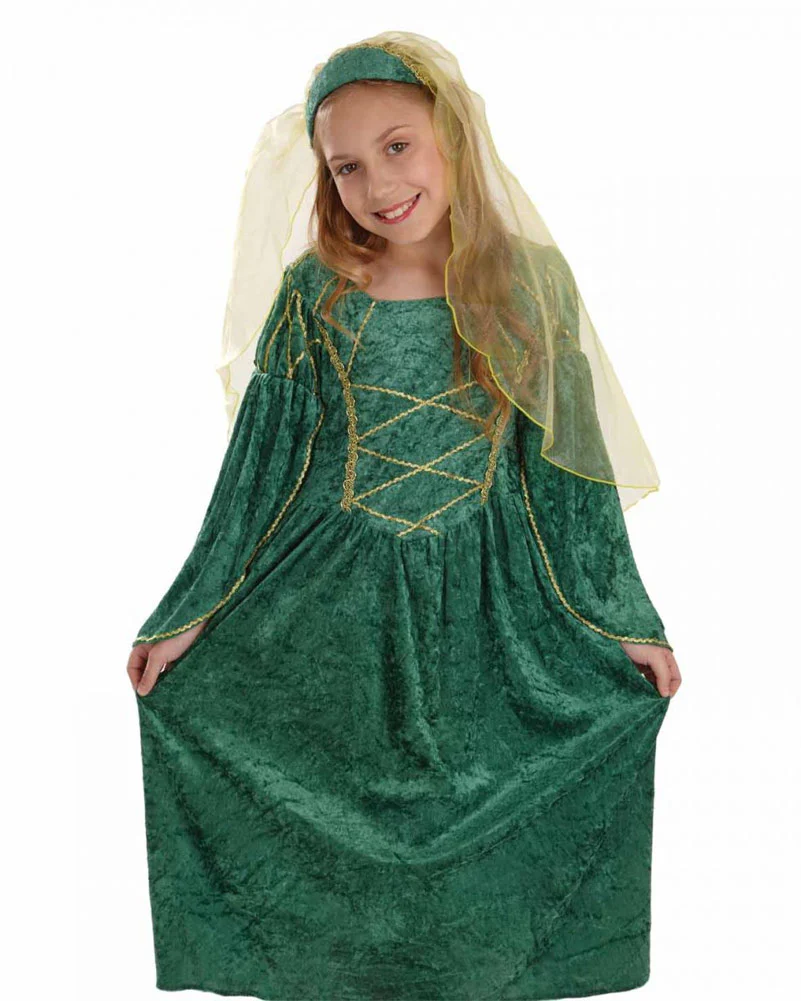 Green Medieval Princess Girls Costume - Image 2