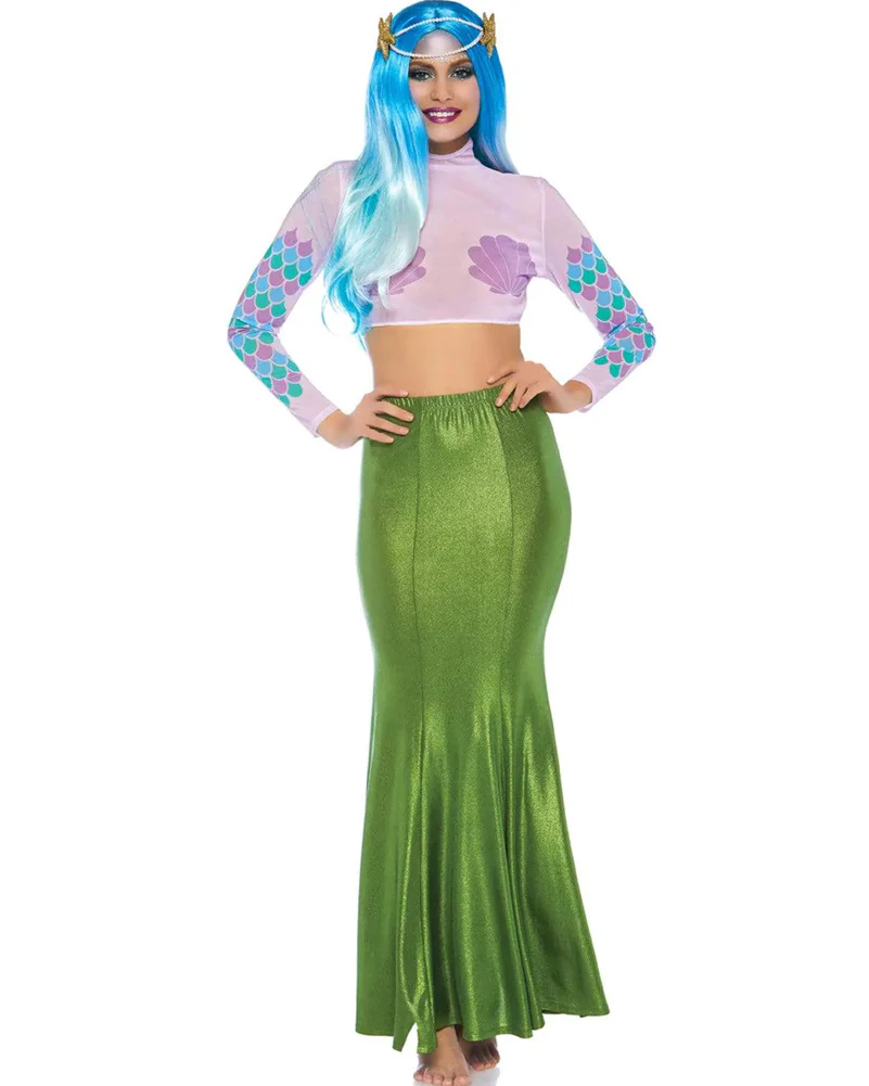Green Shimmer Spandex Mermaid Skirt - Image 2