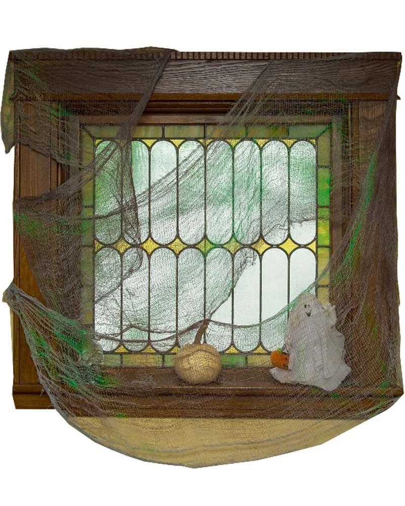Grey and Green Gauze Drape Curtain 2.4m