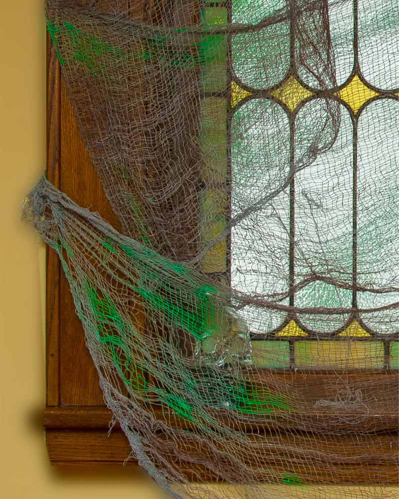 Grey and Green Gauze Drape Curtain 2.4m - Image 2