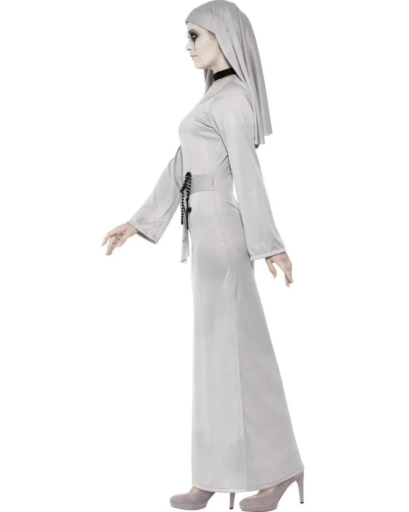 Grey Gothic Nun Womens Costume - Image 2