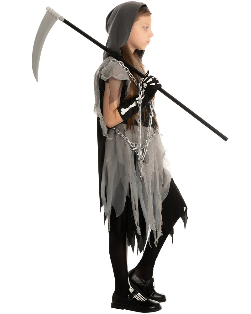 Grey Grim Reaper Girls Costume - Image 5