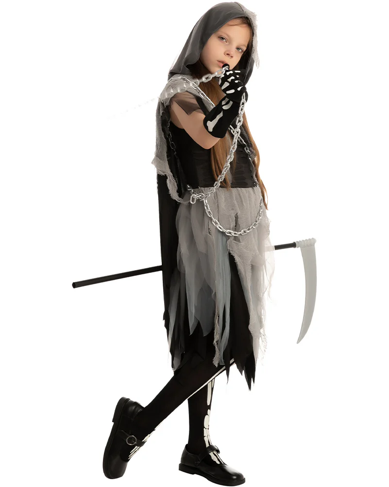 Grey Grim Reaper Girls Costume - Image 6