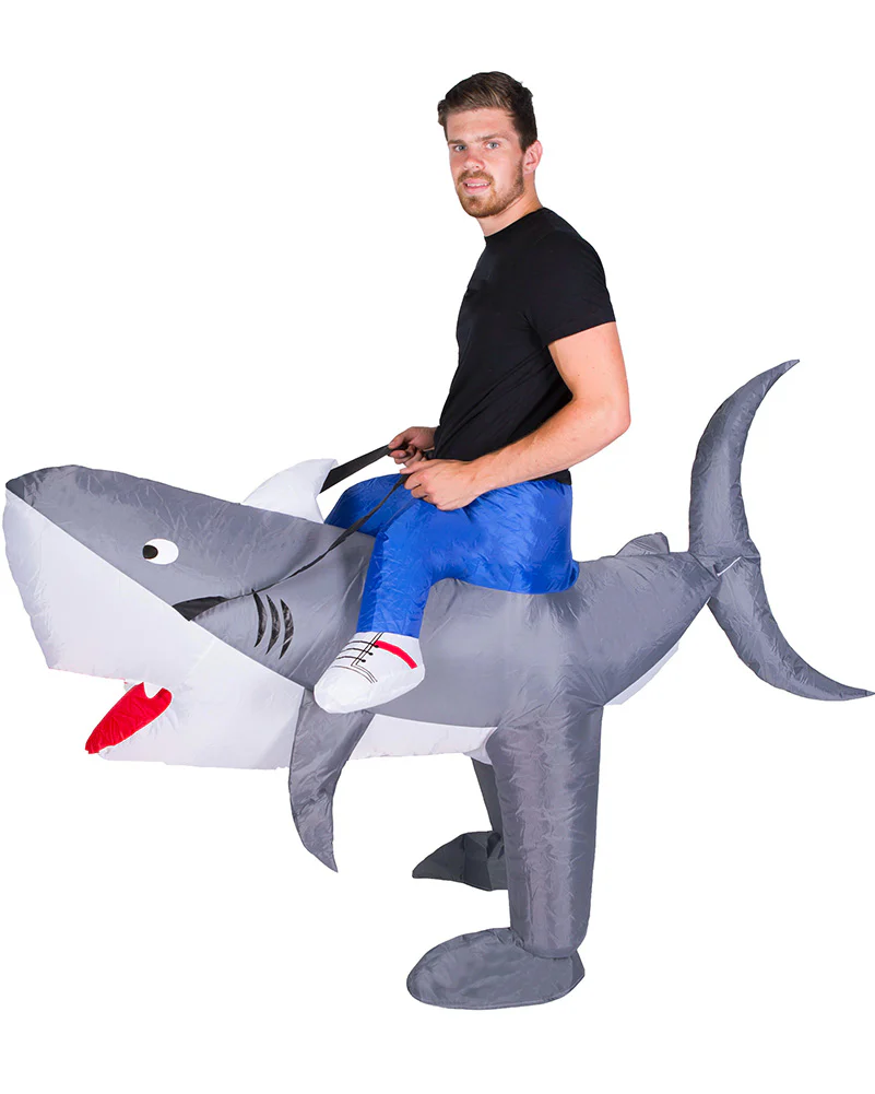 Grey Shark Inflatable Adult Costume - Image 2