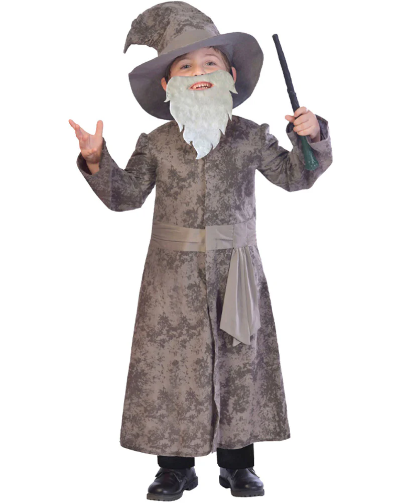 Grey Wise Wizard Kids Book Week Costume
