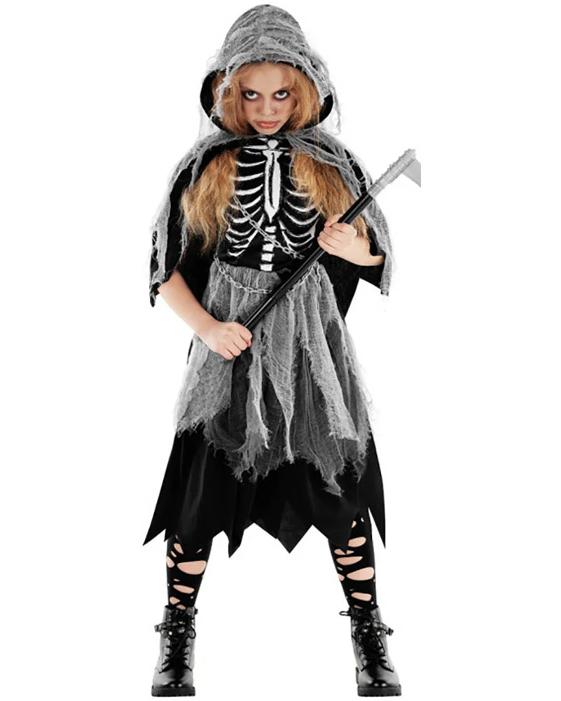 Grim Reaper Dress Girls Costume - Image 2