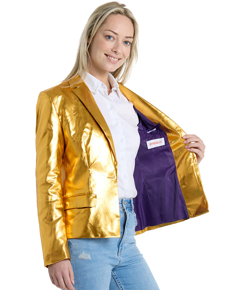 70s Groovy Gold Opposuit Womens Jacket - Image 3