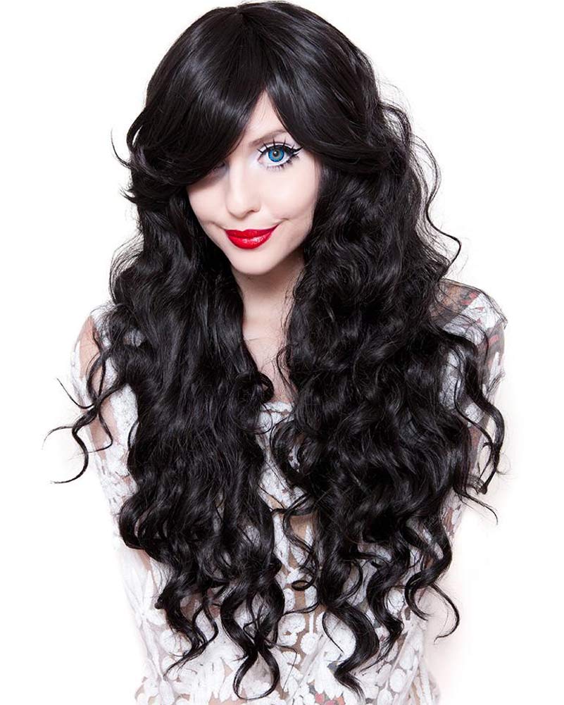 Gypsy Kiss Premium Long Curly Black Wig - Image 2