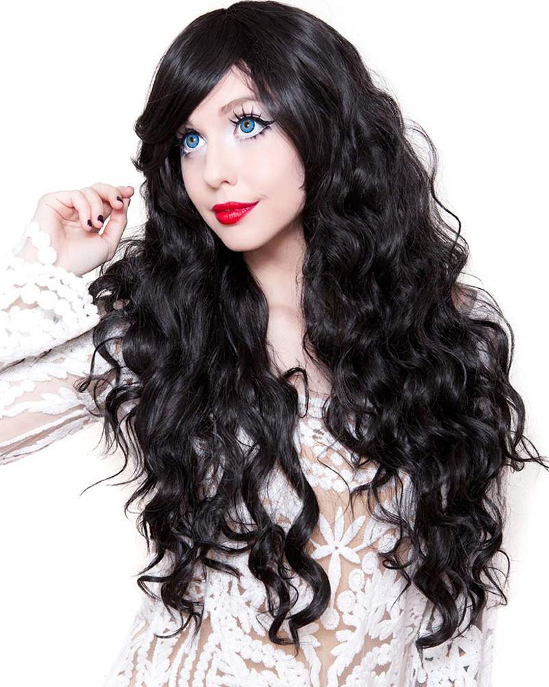 Gypsy Kiss Premium Long Curly Black Wig - Image 3