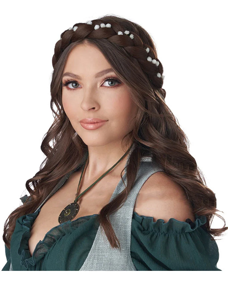 Brunette Halo Braid with Flowers - Image 3