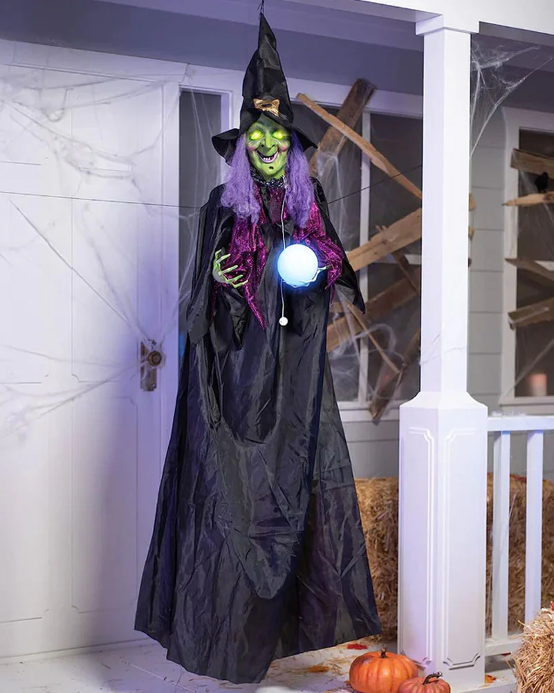 Hanging Animated LED Witch With Magic Ball 2m - Image 3