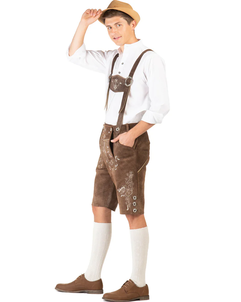 Hans Authentic Leather Plus Size Lederhosen Mens Costume - Image 2