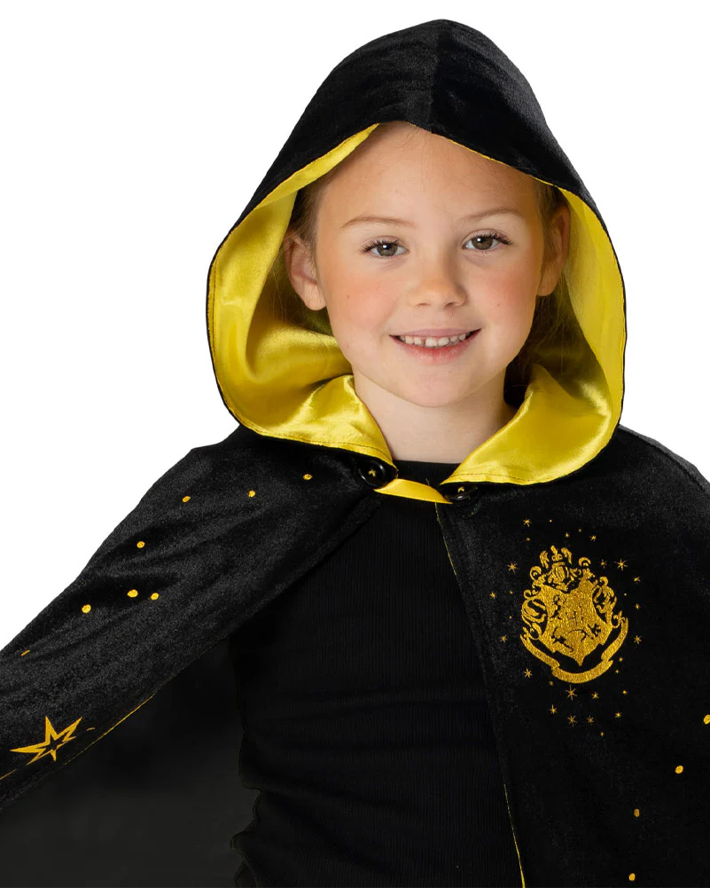 Harry Potter Hogwarts Black and Gold Hooded Kids Book Week Costume Robe - Image 3