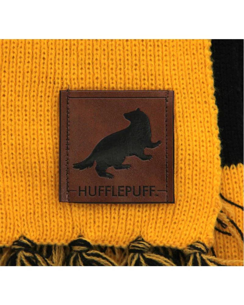 Harry Potter Hufflepuff Patch Striped Deluxe Scarf - Image 2