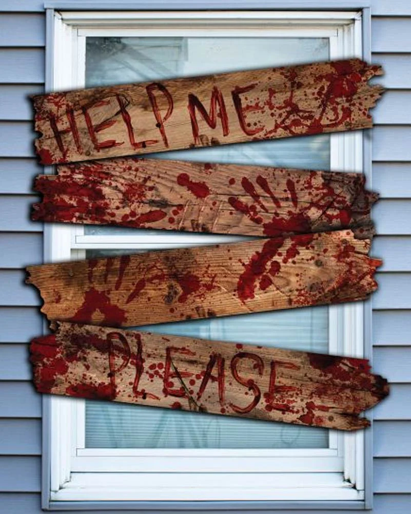 Haunted Window Boards with Bloody Words Pack of 4 - Image 2