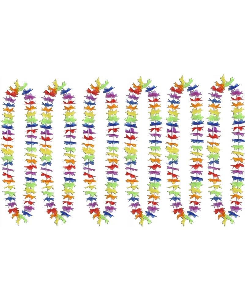 Hawaiian Rainbow Floral Lei Pack of 6