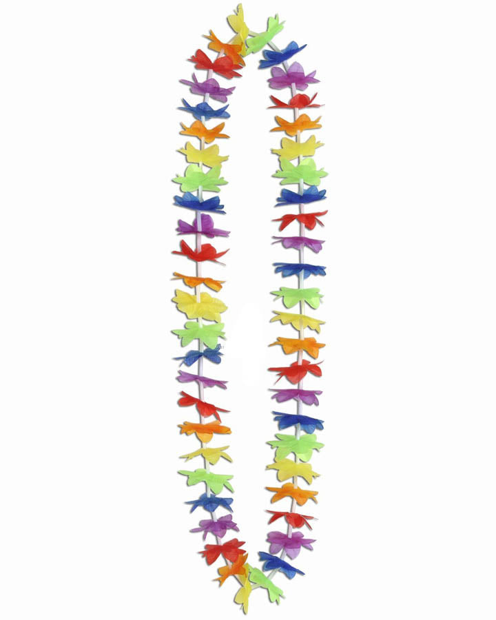 Hawaiian Rainbow Floral Lei Pack of 6 - Image 2