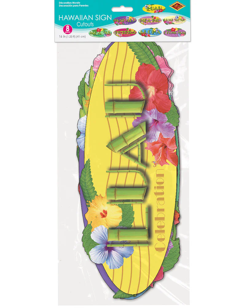 Hawaiian Sign Cutouts Pack of 8 - Image 2