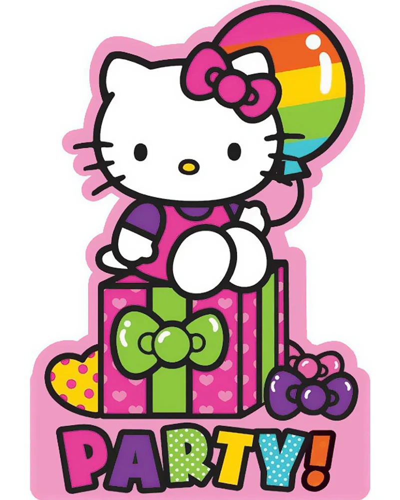 Hello Kitty Rainbow Postcade Invitations Pack of 8 - Image 2
