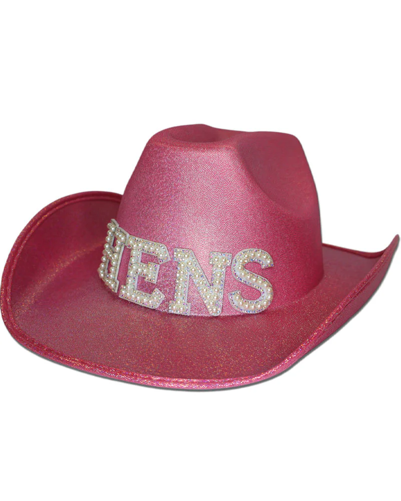 Hens Shimmer Pink Cowboy Hat - Image 2
