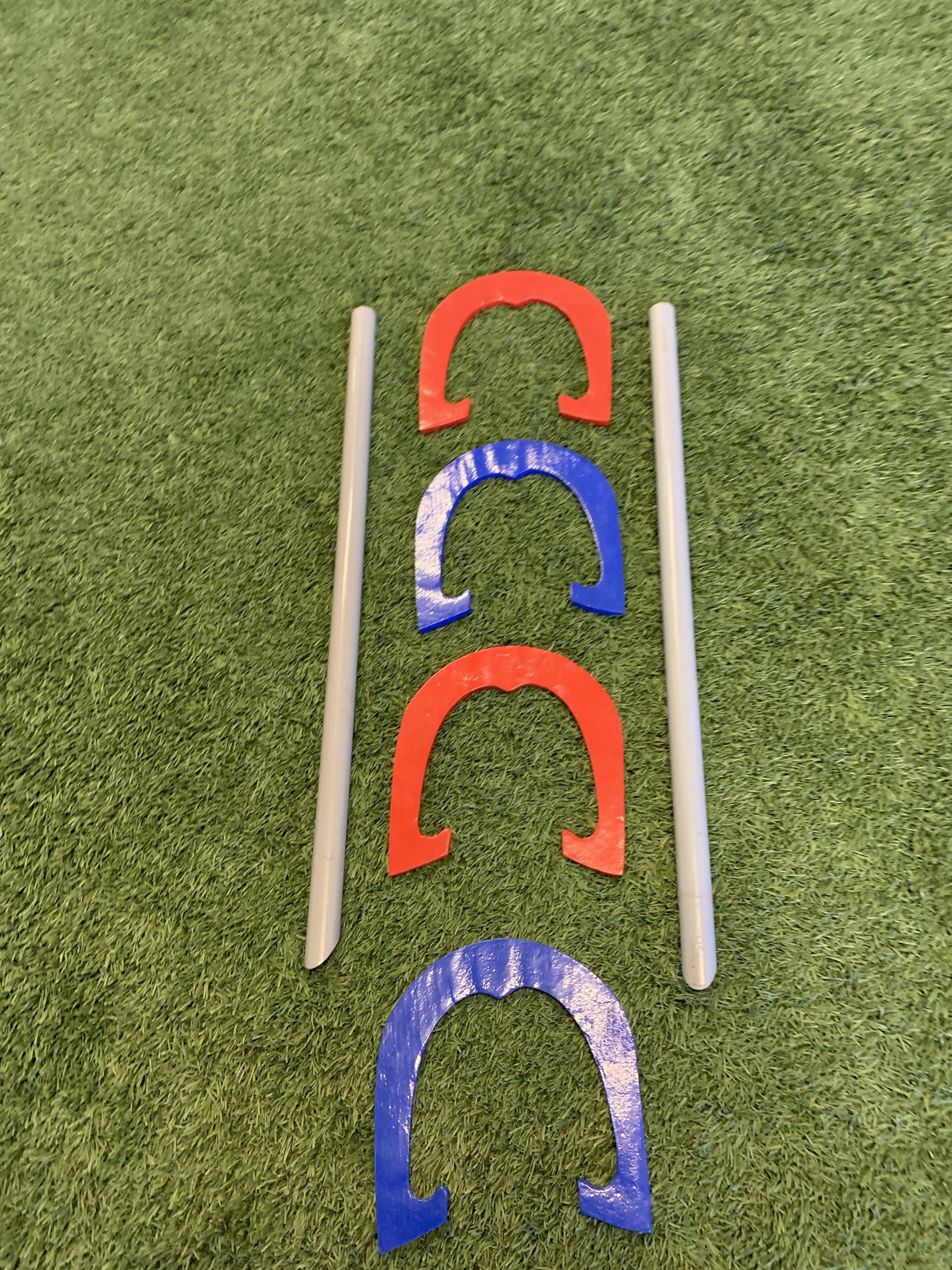 High Quality Red and Blue Metal Horseshoes with Carry Bag - Image 4