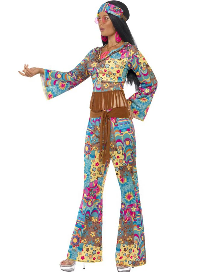 60s Hippie Flower Power Womens Costume - Image 2