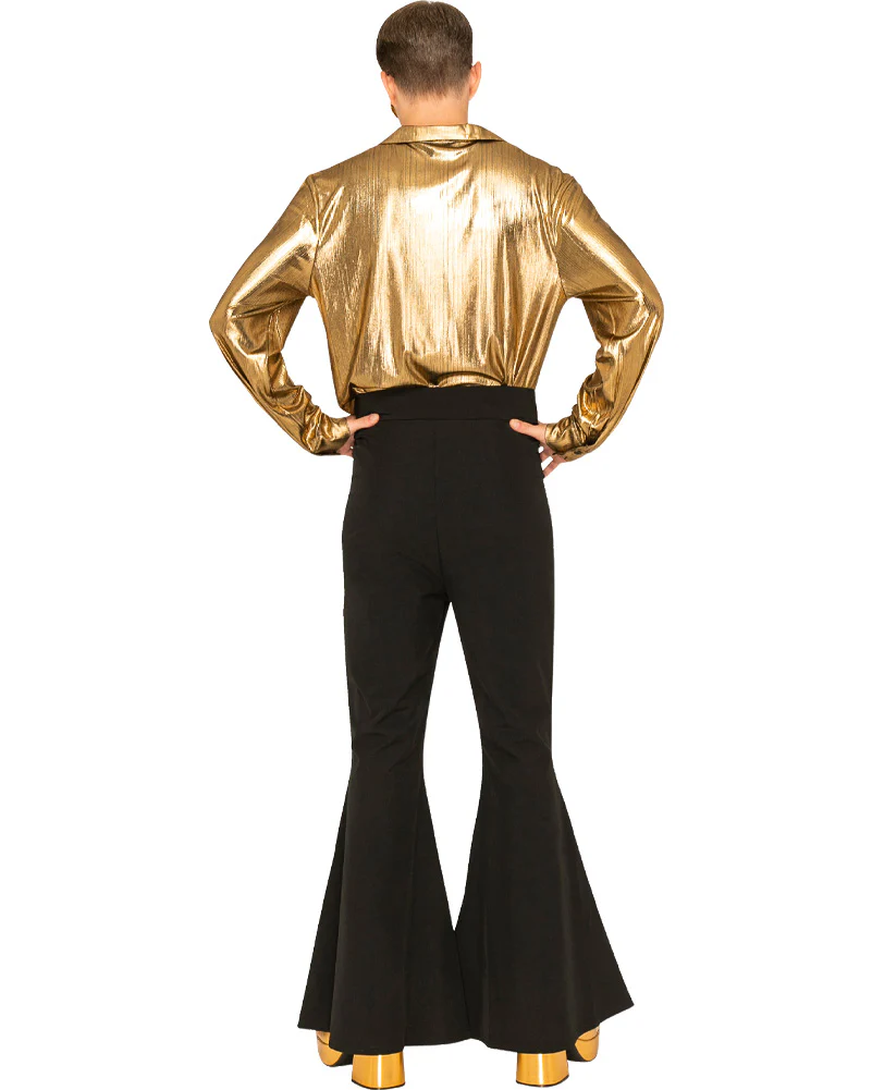 Hot Stuff Black 70s Mens Plus Size Flares - Image 4