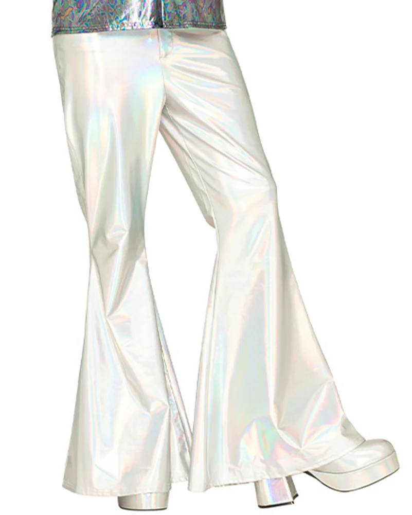 Hot Stuff Silver 70s Mens Plus Size Flares