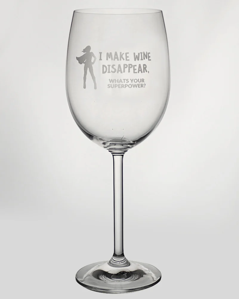 I Make Wine Disappear Engraved 360ml Wine Glass