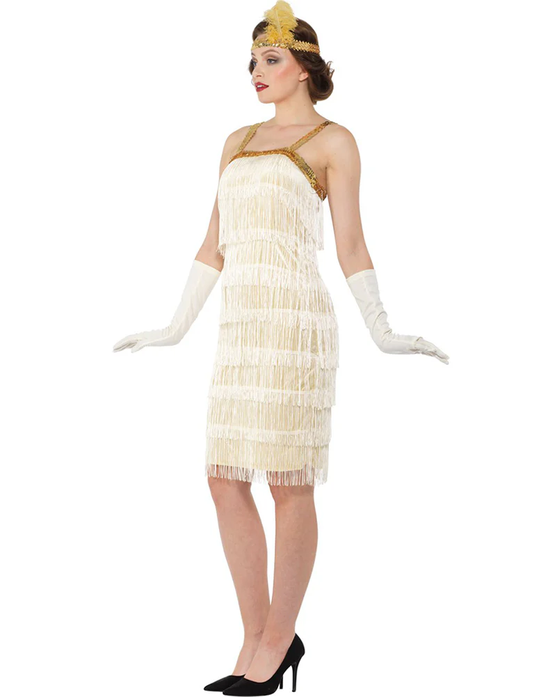 20s Ivory Flapper Dress Womens Costume - Image 4