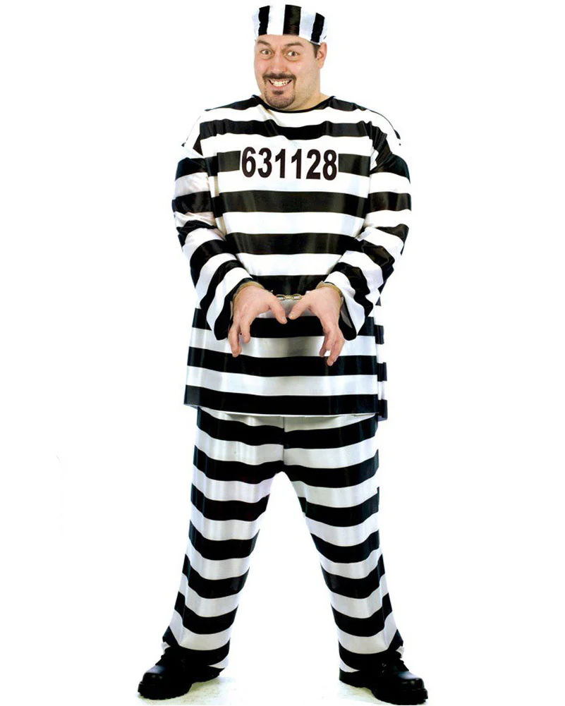 Jailbird Mens Plus Size Costume