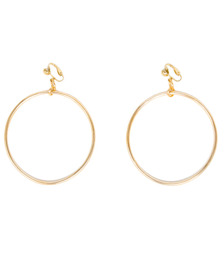 90s Jumbo Gold Hoop Clip On Earrings