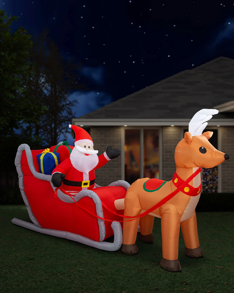 Jumbo Santa Sleigh Reindeer Inflatable Christmas Decoration 3m - Image 3
