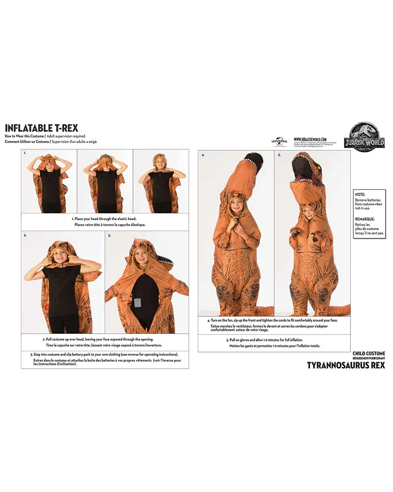 Jurassic World 2 T Rex Inflatable Kids Costume - Image 2