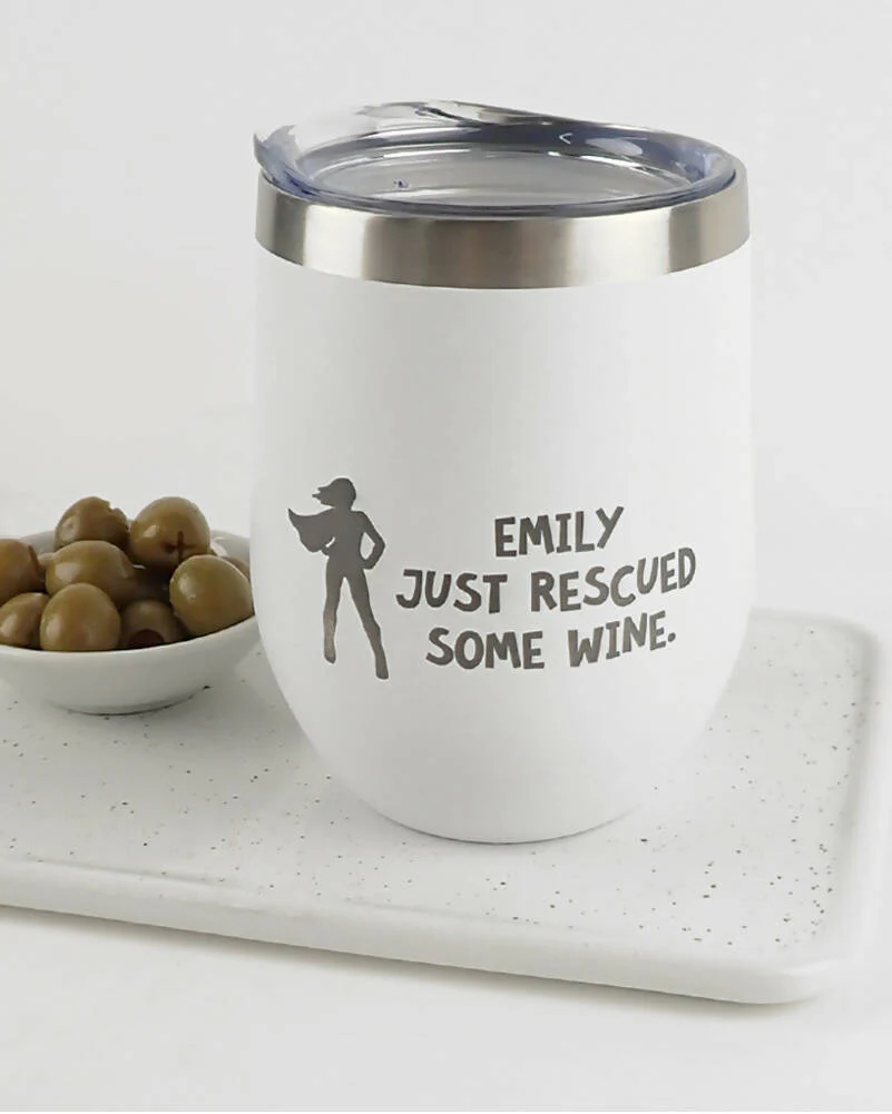 Just Rescued Some Wine White Personalised Stainless Steel Wine Sippy Cup