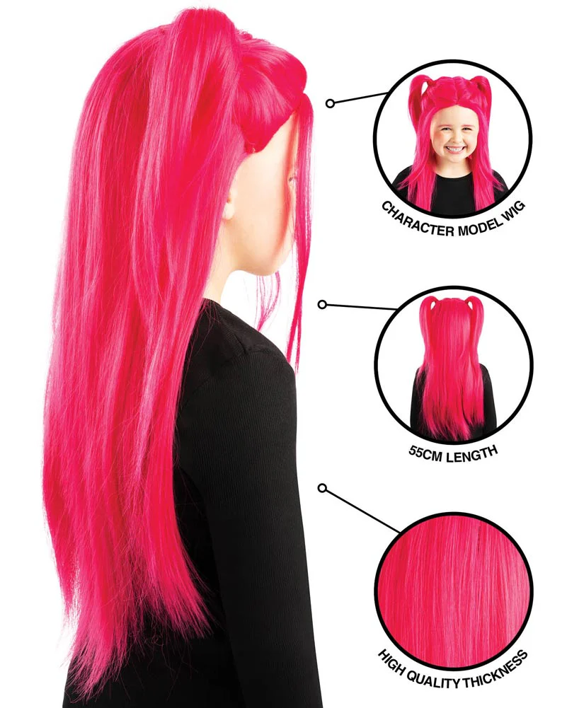 K-Pop Demon Hunters Mira Bright Pink Kids Wig - Image 5