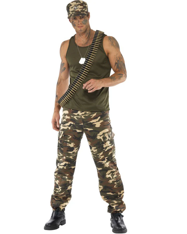 Khaki Camouflage Army Mens Costume - Image 2