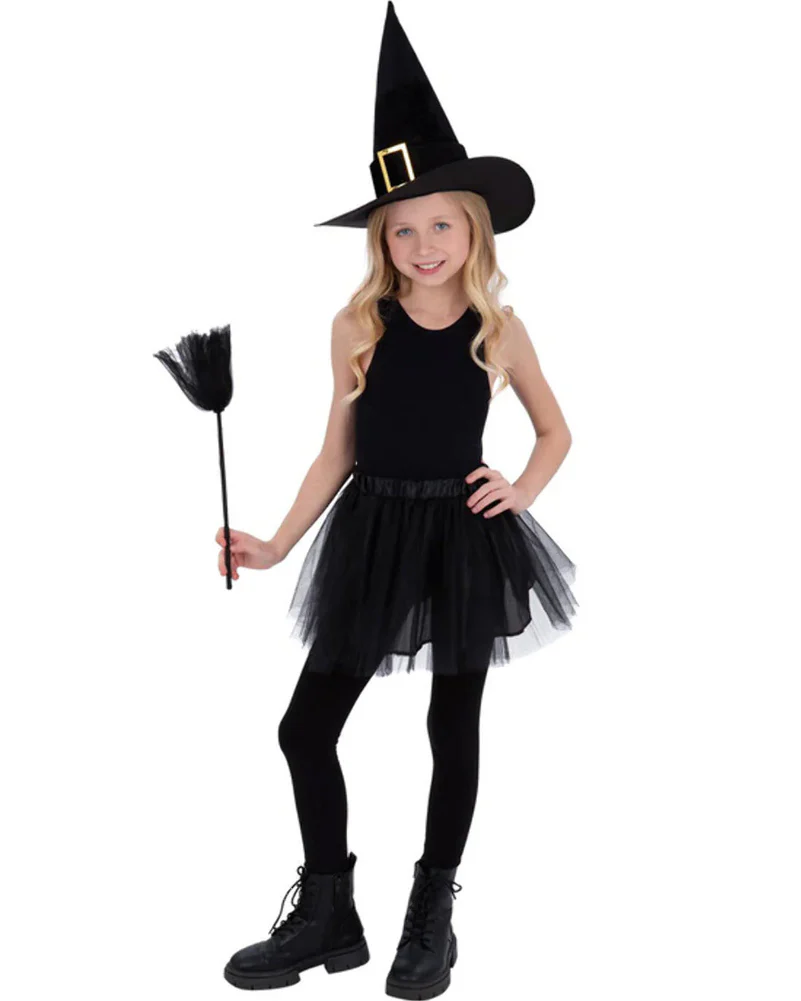 Kids Witch Tutu Hat and Broom Set - Image 3